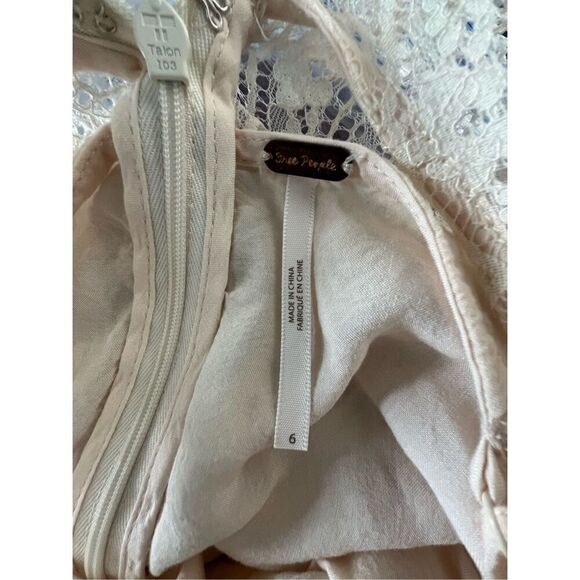 Free People Cream Half Sleeve Lace Mini Dress With Open Back - Picture 4 of 6